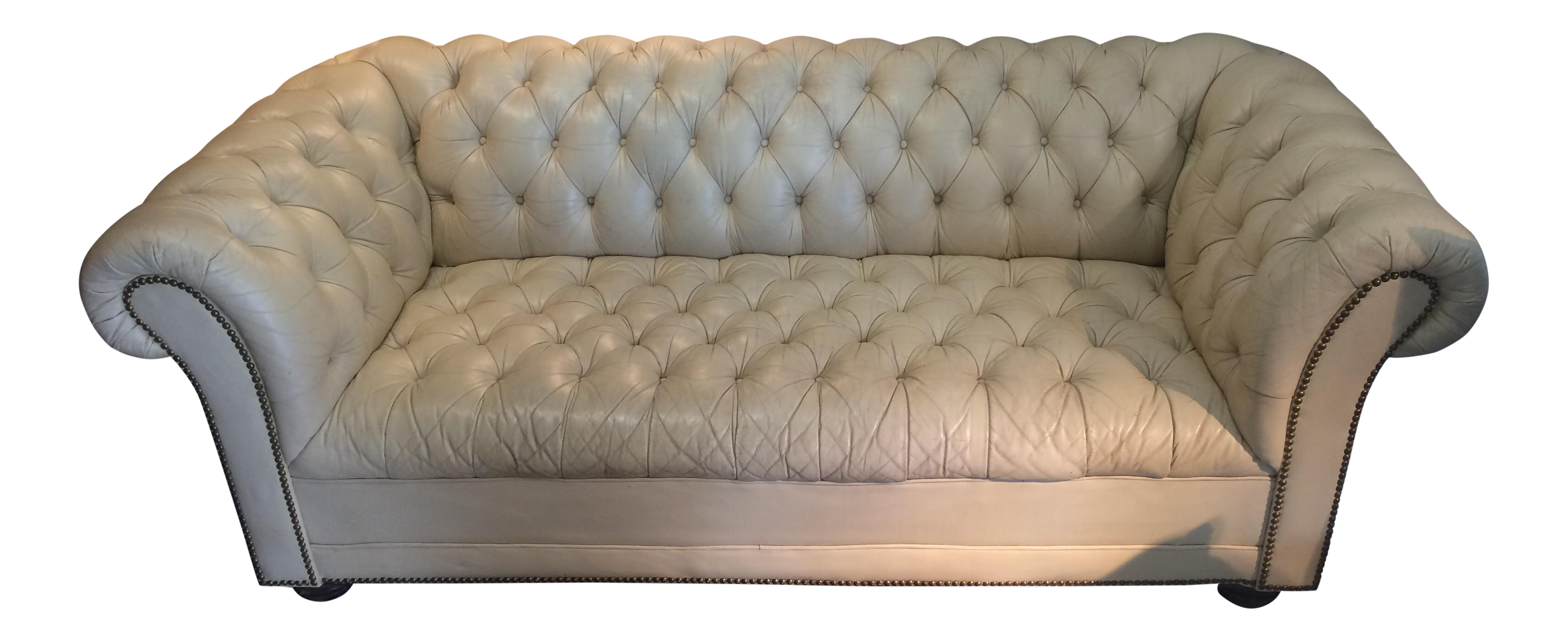 Vintage Cream Leather Chesterfield Sofa Chairish Vintage Cream Leather Chesterfield Sofa Chairish